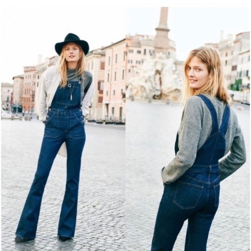 Madewell Flea Market Flare Overalls Denim Blue Size Medium